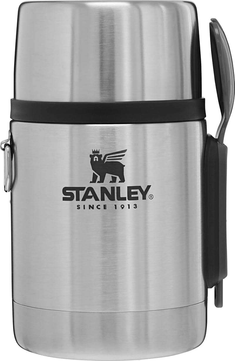 STANLEY Classic Food Jar and Spork 18 oz | Vacuum Insulated Thermos Food Container | Wide Mouth Screw On Lid | Packable for Travel | Stainless Steel with Leakproof Lid | BPA-Free | Stainless Steel - Image 1