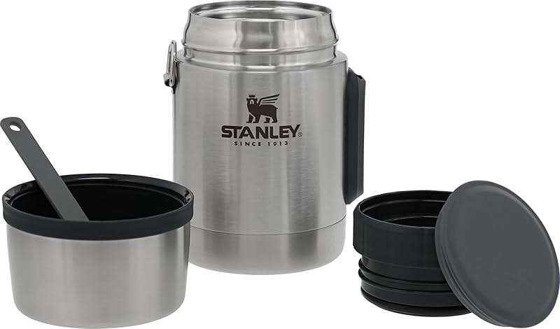 STANLEY Classic Food Jar and Spork 18 oz | Vacuum Insulated Thermos Food Container | Wide Mouth Screw On Lid | Packable for Travel | Stainless Steel with Leakproof Lid | BPA-Free | Stainless Steel - Image 4