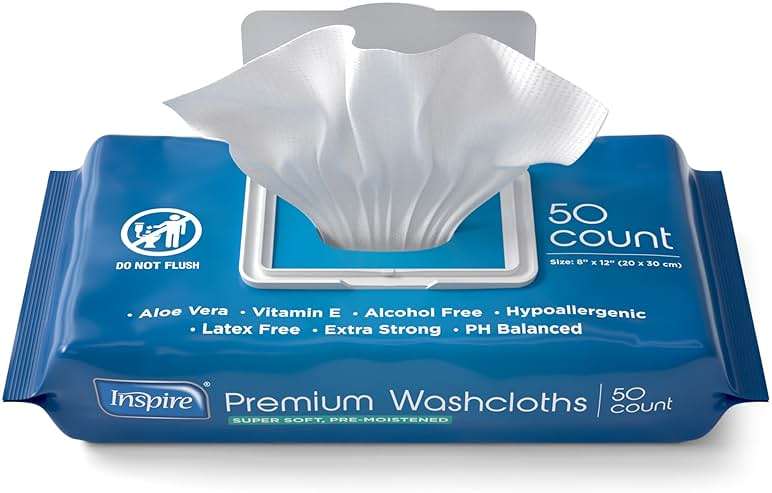 Inspire Adult Wet Wipes, Wash Cloths, Incontinence & Cleansing for Elderly Extra Large, 8"x12" (Pack of 8) - Image 8