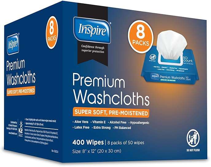 Inspire Adult Wet Wipes, Wash Cloths, Incontinence & Cleansing for Elderly Extra Large, 8"x12" (Pack of 8) - Image 9