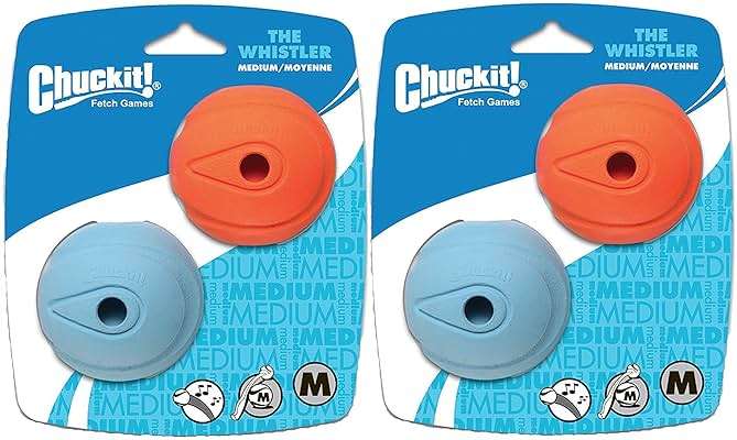Chuckit! Dog Fetch Toy Whistler Ball Noisy Play Fits Launcher Medium 4 Balls2 - Image 1