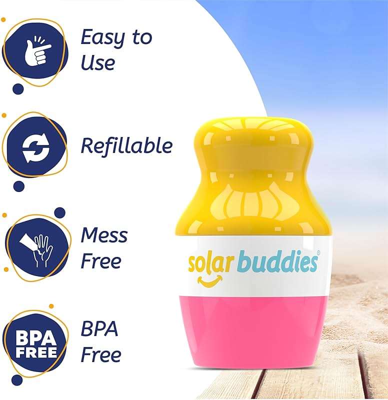 Solar Buddies Sunscreen Applicator – Pink– Refillable Roll-on Sponge for Sunscreens & Lotions – For Kids, Adults & Families – Holds 3.4Fl Oz – Perfect for Travel - Image 3