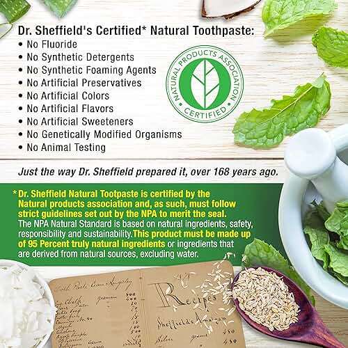 Dr. Sheffield’s Fluoride Free Toothpaste, Extra Whitening, Certified Natural Toothpaste with Real Peppermint Flavor, Teeth Whitening Toothpaste for Fresh Breath, 2-Pack - Image 4