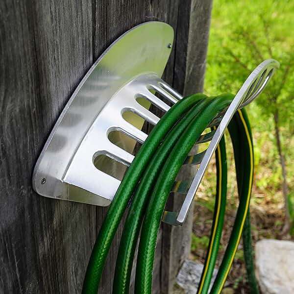 Kings County Tools 13" Cast Aluminum Hose Rack | Elegant Curved Design | Quality & Sturdy Material | Holds 100-Feet of 1/2” and 50-Feet of 5/8” Hose | Single Piece Attachment - Image 5