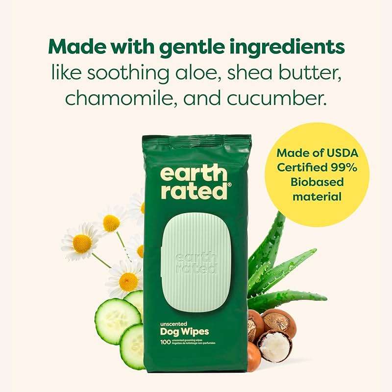 Earth Rated Pet Wipes for Dogs and Cats, Hypoallergenic, Cleaning and Hydrating, for Grooming Paws, Body and Butt, Unscented, 100 Count - Image 5