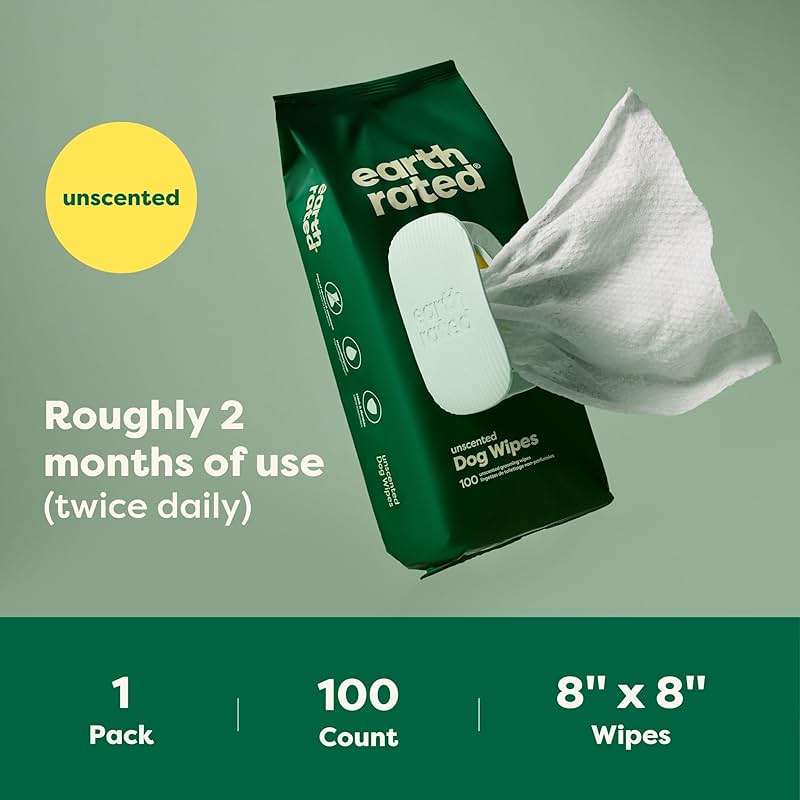 Earth Rated Pet Wipes for Dogs and Cats, Hypoallergenic, Cleaning and Hydrating, for Grooming Paws, Body and Butt, Unscented, 100 Count - Image 9