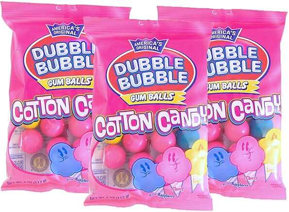 Dubble Bubble Cotton Candy Gum Balls, 4 Ounce, Pack of 3 - Image 1
