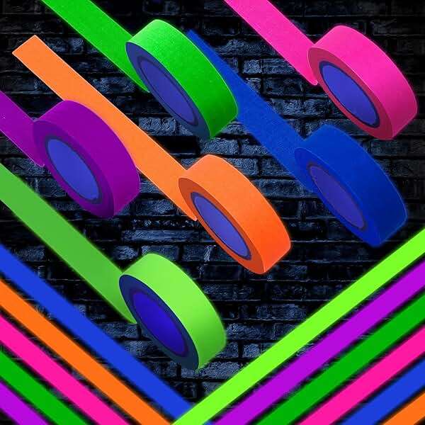 Whaline 6 Colors Neon Gaffer Cloth Tape, Fluorescent UV Blacklight Tape for UV Party (0.6 inch x 16.5 feet) - Image 4