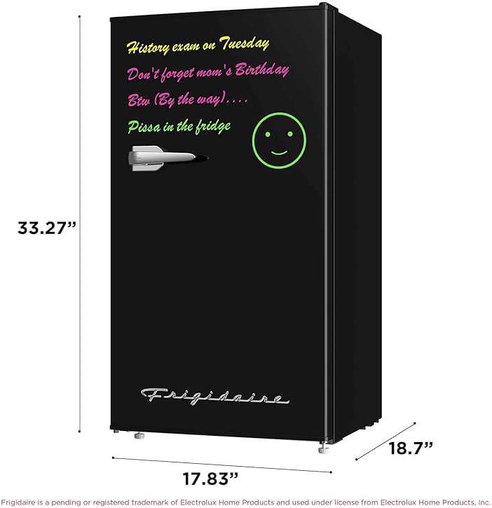 Frigidaire EFR331 Single Door Compact Refrigerator - Adjustable Thermostat Control - Reversible Doors - Front Blackboard, Write and Erase - Ideal for Dorm, Office, RV, Room - Black, 3.2 Cubic Feet - Image 2