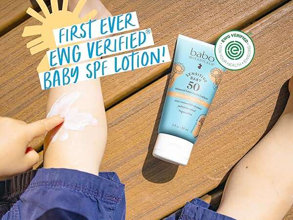 Babo Botanicals Sensitive Baby Mineral Sunscreen Lotion SPF50 - Natural Zinc Oxide - Face & Body - Fragrance-Free - Water-Resistant - EWG Verified - Vegan - Extra Sensitive Skin - For Babies & Kids - Image 2