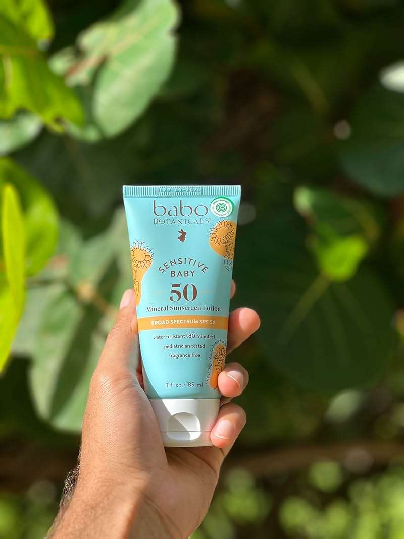 Babo Botanicals Sensitive Baby Mineral Sunscreen Lotion SPF50 - Natural Zinc Oxide - Face & Body - Fragrance-Free - Water-Resistant - EWG Verified - Vegan - Extra Sensitive Skin - For Babies & Kids - Image 8
