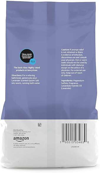 Amazon Basics Epsom Salt Soaking Aid, Lavender Scented, Relax & Relief, Resealable, 3 Pound, 1-Pack (Previously Solimo) - Image 3