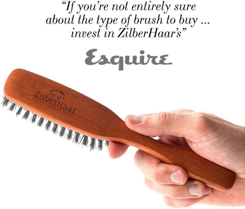 ZilberHaar Long Hair & Beard Brush - Made From Stiff First Cut Boar Bristles And Pearwood - Perfect Beard Care for Men - Works with all Beard Balms and Oils - 8.5 inches long - Image 2