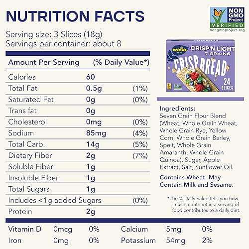 Wasa Crisp’n Light 7 Grains Crispbread, 4.9 oz (Pack of 4), Crackers, Non-GMO Ingredients, 7 Grain Blend, 20 Calories per Slice - Image 2
