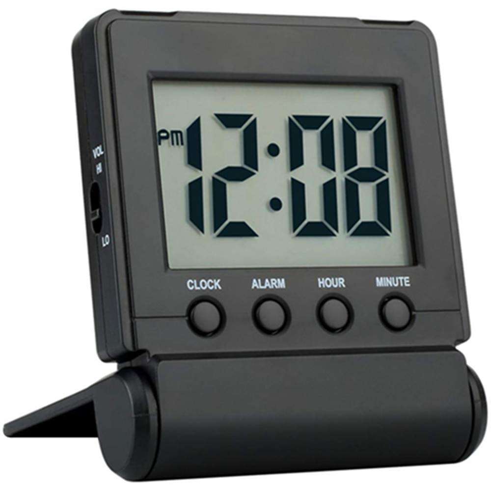 FAMICOZY Compact Digital Travel Alarm Clock with High/Low Volume Options,Simple to Set,Easy to Read,Bold Digits,Snooze Backlight,Quality Construction,2 AAA Battery Operated,Black - Image 1