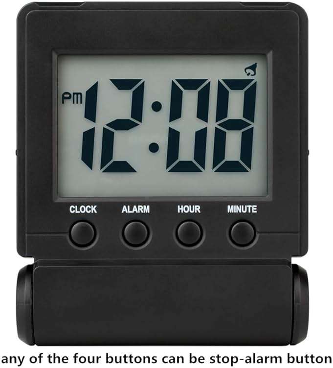 FAMICOZY Compact Digital Travel Alarm Clock with High/Low Volume Options,Simple to Set,Easy to Read,Bold Digits,Snooze Backlight,Quality Construction,2 AAA Battery Operated,Black - Image 3