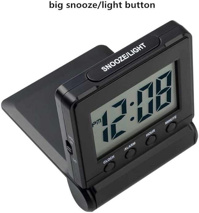 FAMICOZY Compact Digital Travel Alarm Clock with High/Low Volume Options,Simple to Set,Easy to Read,Bold Digits,Snooze Backlight,Quality Construction,2 AAA Battery Operated,Black - Image 4