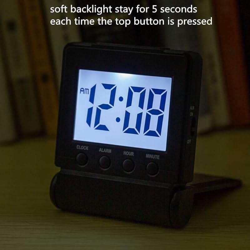 FAMICOZY Compact Digital Travel Alarm Clock with High/Low Volume Options,Simple to Set,Easy to Read,Bold Digits,Snooze Backlight,Quality Construction,2 AAA Battery Operated,Black - Image 6