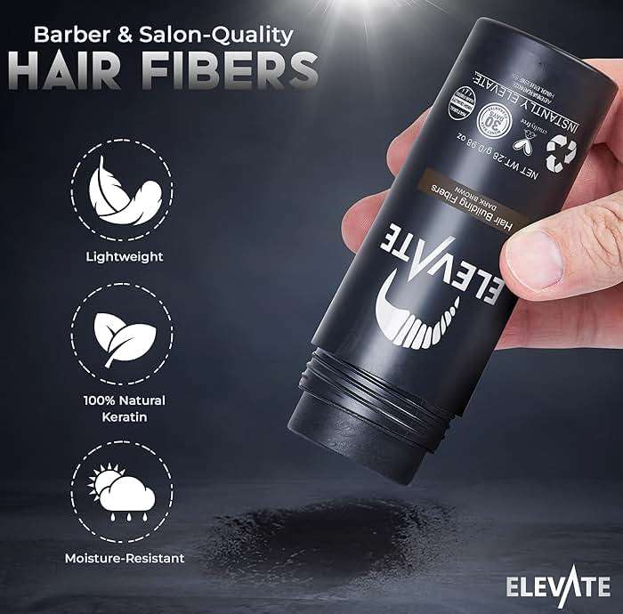 ELEVATE Hair Fibers to Instantly Thicken & Completely Conceal Thinning Balding Areas Loss in 30 Seconds for Men & Women (DARK BROWN) 28g Size - 100% Natural & Undetectable Keratin Fibers - Image 3