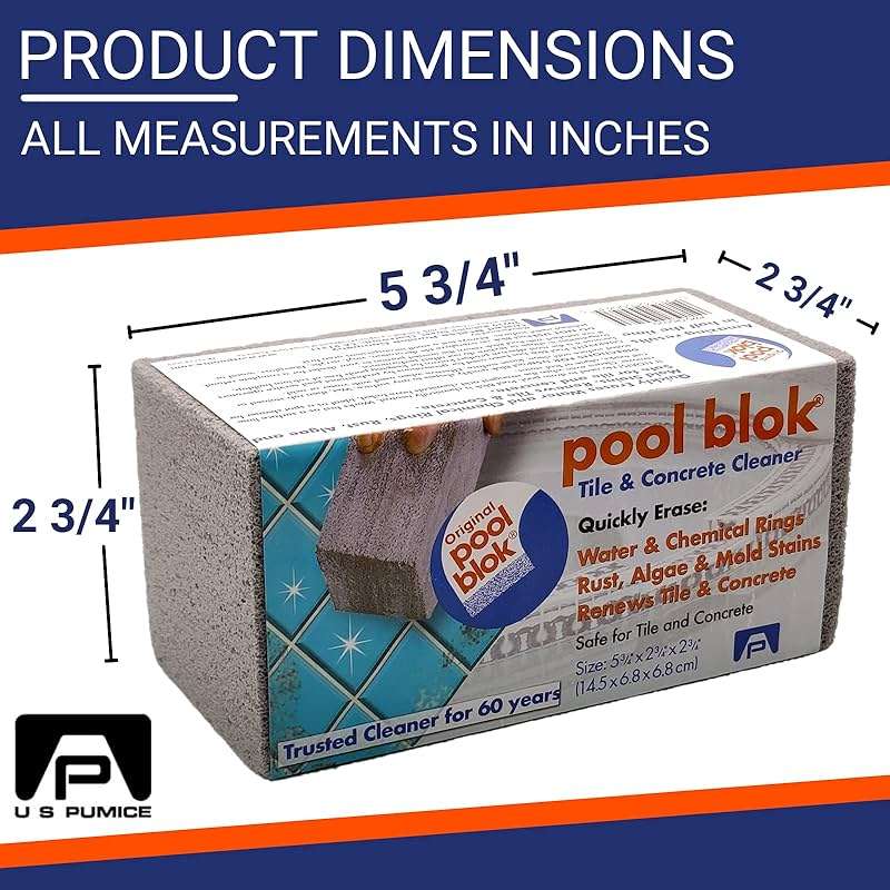 Pumie 2-Pack Pumice Stone for Pool Tile Cleaning - Calcium Remover for Tile & Plaster Stain - Cleaner for Calcium Build Up - Grout & Concrete Scouring - Pool Blok PB-12-5.75x2.87x2.87 - Image 2