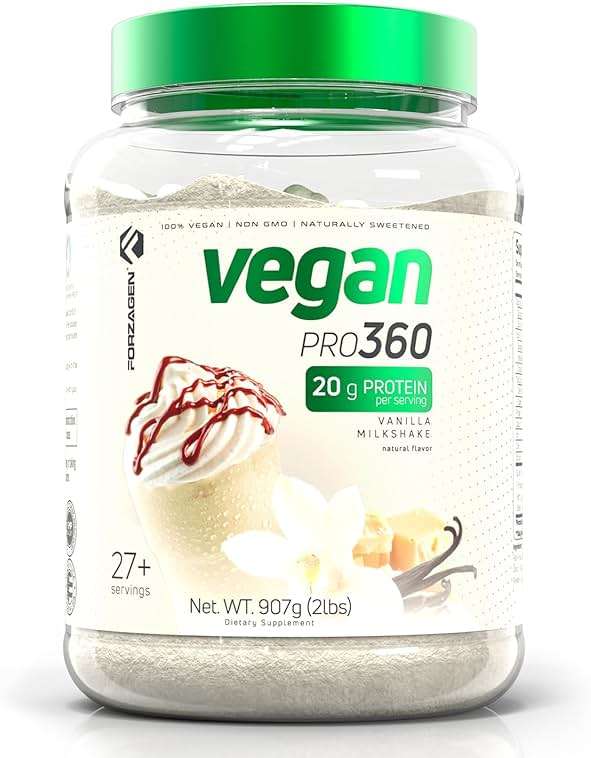 Forzagen Vegan Protein 360 2 Lbs 27 Servings, Plant Based Protein Extracted from Quinoa, Brown Rice and Pea Isolate Protein, Dairy, Soy and Gluten Free, Nom GMO (Vanilla Milkshake) - Image 1