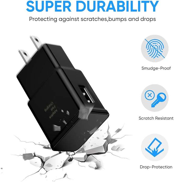 Adaptive Fast Charging Block USB Wall Charger Adapter Fits Samsung Galaxy S25/S24/S23/S22/S22 Ultra/S21/S20/S10/S9/S8/S7/Edge/Note 10 Quick Charge (Black, 2 Pack) - Image 5