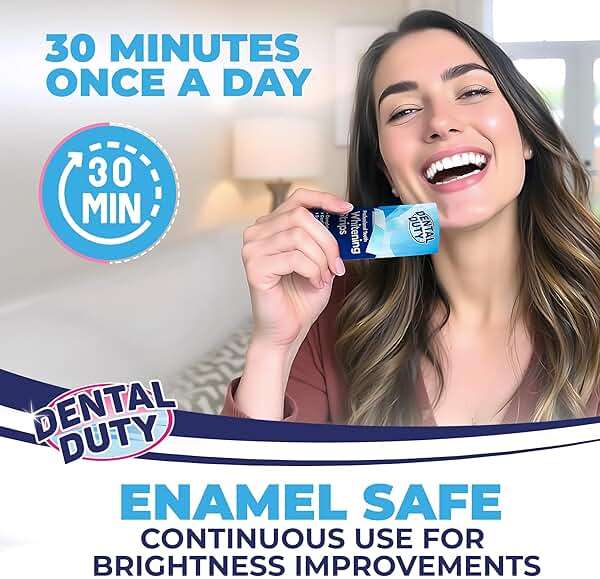 Dental Duty Teeth Whitening Strips – 28 Strips (14 Treatments) – Gentle Carbamide Peroxide Whitening – Removes Coffee, Tea & Wine Stains – Enamel Safe - Image 6