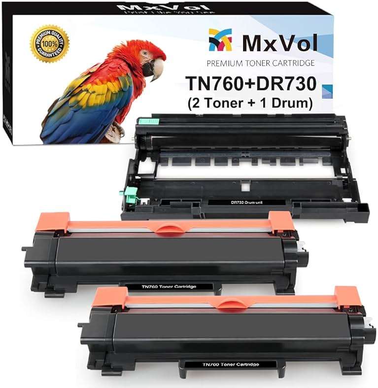 MxVol Compatible TN760 Toner DR730 Drum Replacement for Brother TN760 TN730 DR730 DR-730 Drum Toner Set use for MFC-L2710DW MFC-L2750DW HL-L2325DW HL-L2350DW HL-L2370DW HL-L2390DW HL-L2395DW Printer - Image 1