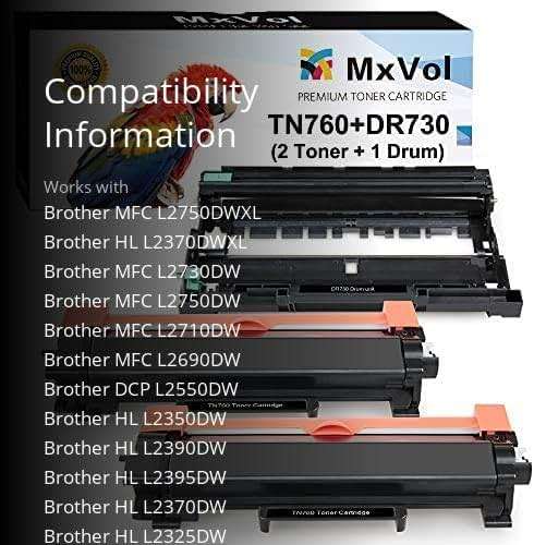 MxVol Compatible TN760 Toner DR730 Drum Replacement for Brother TN760 TN730 DR730 DR-730 Drum Toner Set use for MFC-L2710DW MFC-L2750DW HL-L2325DW HL-L2350DW HL-L2370DW HL-L2390DW HL-L2395DW Printer - Image 3