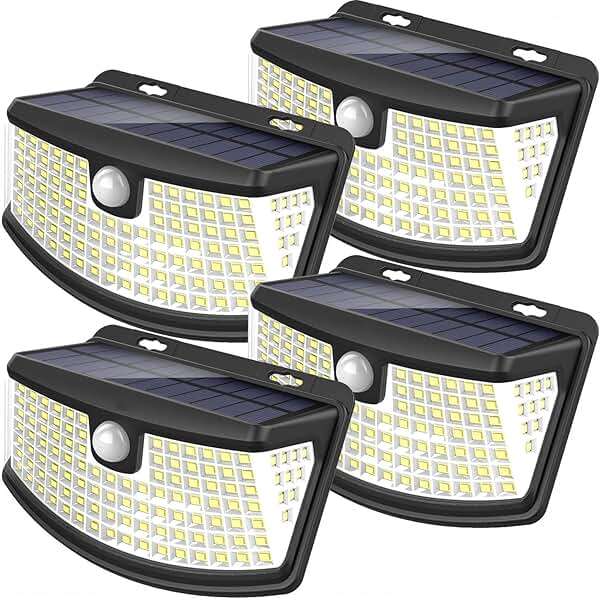 Aootek New Solar Motion Sensor Lights 120 LEDs with Lights Reflector,270° Wide Angle, IP65 Waterproof, Step Lights for Front Door, Yard, Garage, Deck (Black, Daylight White, 4-Pack) - Image 1