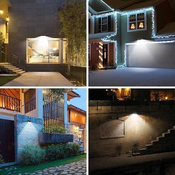 Aootek New Solar Motion Sensor Lights 120 LEDs with Lights Reflector,270° Wide Angle, IP65 Waterproof, Step Lights for Front Door, Yard, Garage, Deck (Black, Daylight White, 4-Pack) - Image 6