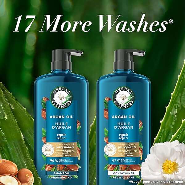 Herbal Essences Argan Oil Repair Shampoo & Conditioner Set, Moisturizes & Smoothes, Paraben-Free, Color-Safe, pH-Balanced, Citrus Scent, 20.2 Fl Oz, 2-Pack - Image 5