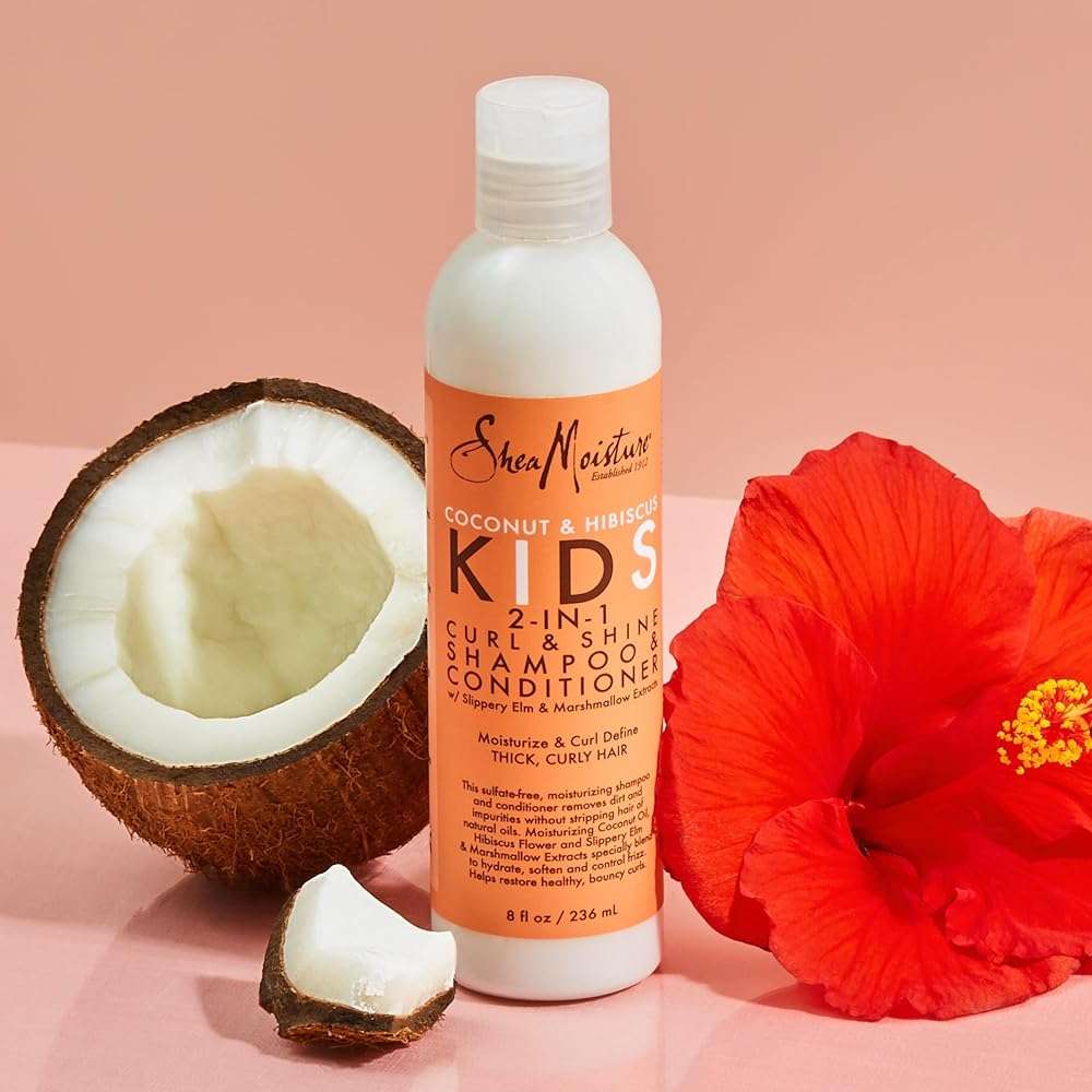 SheaMoisture 2-in-1 Shampoo and Conditioner for Kids Coconut and Hibiscus Coconut Oil for Hair and Dry Curls 8 oz - Image 5