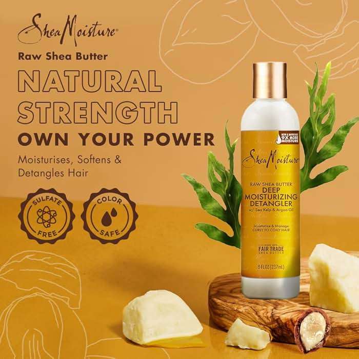 SheaMoisture Raw Shea Butter Deep Moisturizing Detangler for Dry, Damaged Hair, Hair Styling Product Formulated with Sea Kelp and Argan Oil 8 oz - Image 4