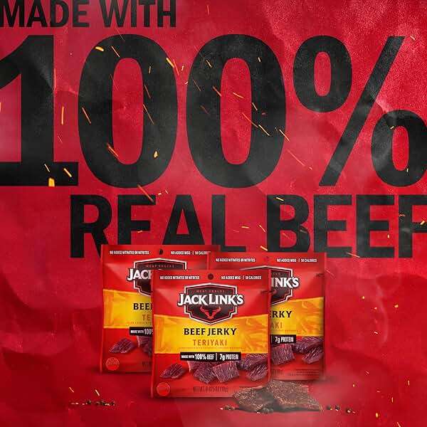 Jack Link's Teriyaki Beef Jerky Multipack - (20 Pack) 0.625 oz Bags - Ready to Eat Real Meat Protein Snacks - 7g Protein per Serving - Made with 100% Real Beef - Image 4
