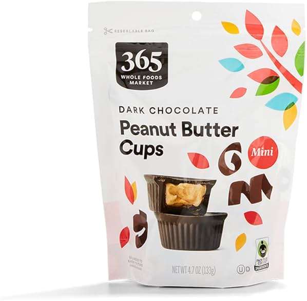 365 by Whole Foods Market, Mini Dark Chocolate Peanut Butter Cups, 4.7 Ounce - Image 1