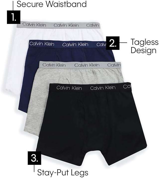 Calvin Klein Kids Boys' Modern Cotton Boxer Brief Underwear 5-Pack - Image 4