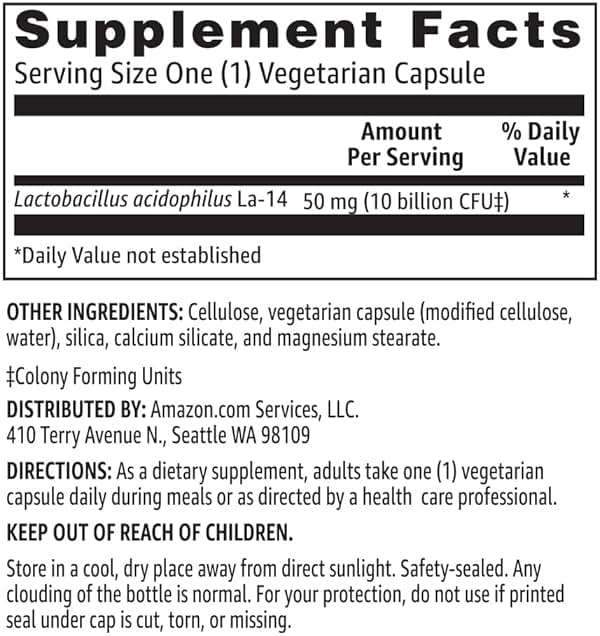 Amazon Basics Daily Probiotic, 10 Billion Active Cultures, Supporting Digestive and Intestinal Health, Capsule, 60 Count, Two Month Supply - Image 4