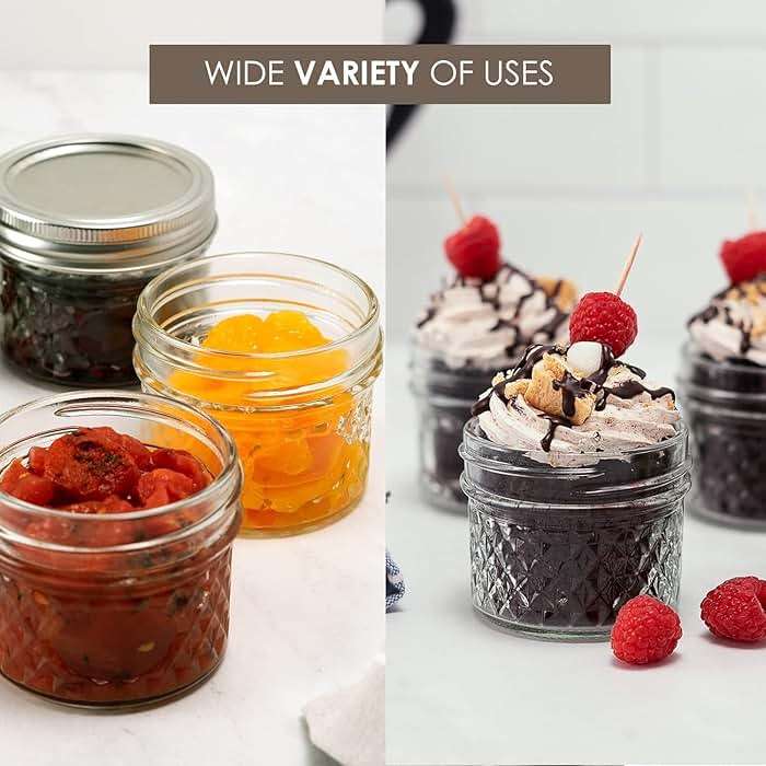 Ball Wide Mouth Quilted Crystal Jelly Jars with Lids and Bands, Used for Canning, Pickling, Juice, Jam, Jelly, Quarter Pint Size (4 Ounce (Pack of 6)) - Image 6