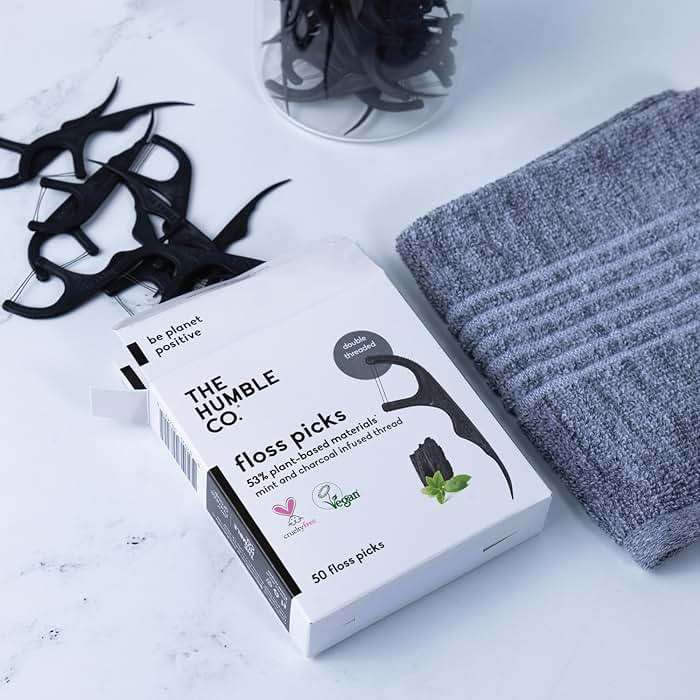 The Humble Co. Floss Picks (200 Count) – Plant Based Dental Floss Picks for Superior Oral Care, Dental Hygiene, and Gum Health, Cruelty Free Tooth Floss Picks (Charcoal, Double Thread) - Image 7