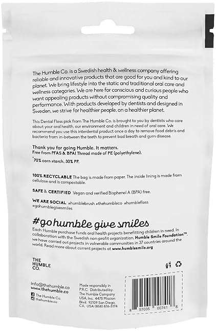 The Humble Co. Floss Picks (200 Count) – Plant Based Dental Floss Picks for Superior Oral Care, Dental Hygiene, and Gum Health, Cruelty Free Tooth Floss Picks (Charcoal, Double Thread) - Image 9