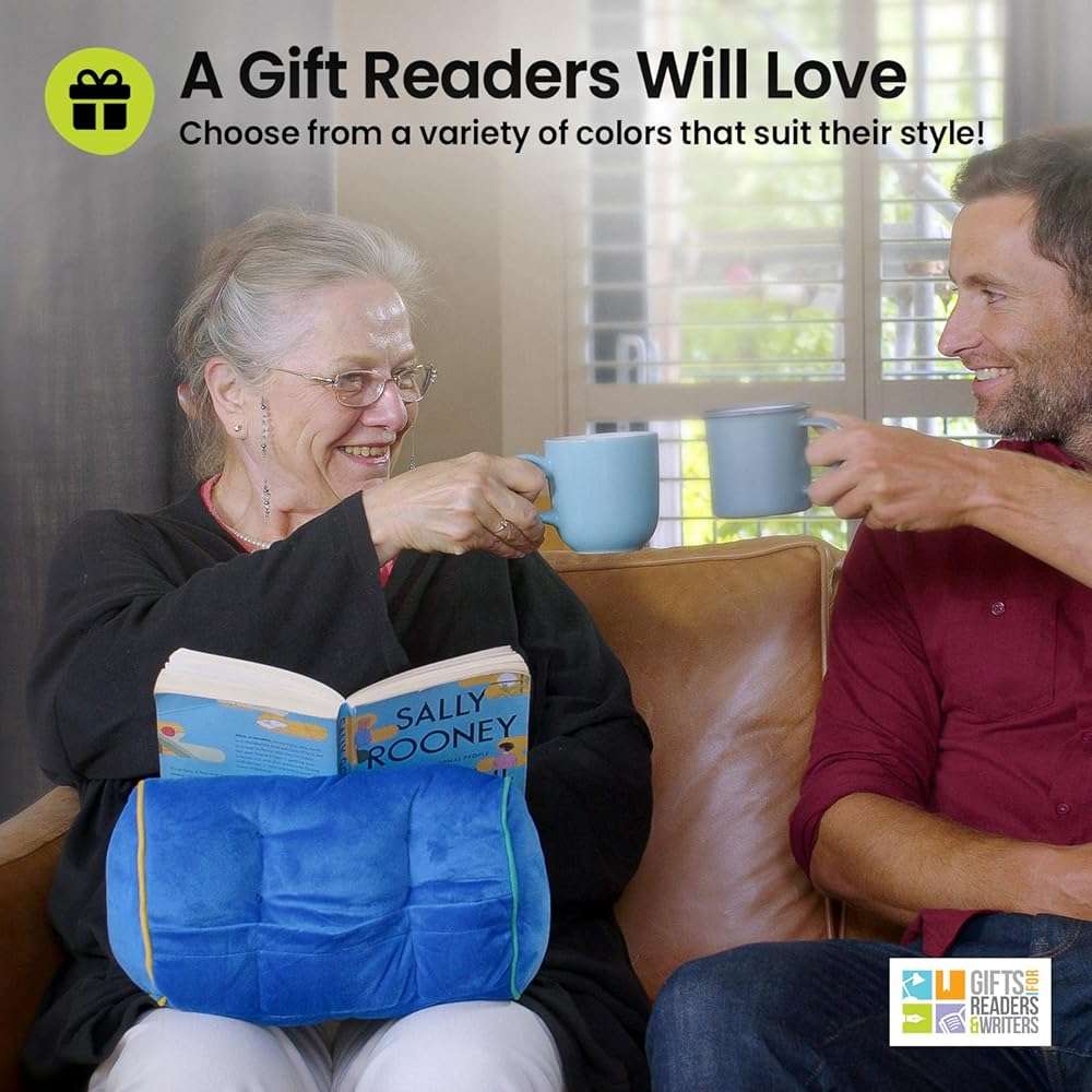 Gifts for Readers & Writers Tablet & Book Stand, Soft Reading Pillow, Book Holder with Pockets for Storage, Suitable for eReader/iPad/Kindle or Galaxy Devices, Book Couch Blue - Image 7