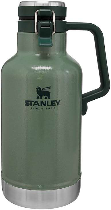 Stanley Classic Easy-Pour Growler 64 oz | Keeps Beer Cold or Coffee Hot | Leakproof Steel Lined Lid and Easy to Carry Handle | Insulated Stainless Steel | BPA-Free | Green - Image 1