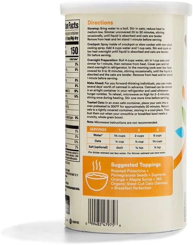 365 by Whole Foods Market, Organic Steel Cut Oats, 30 Ounce - Image 4