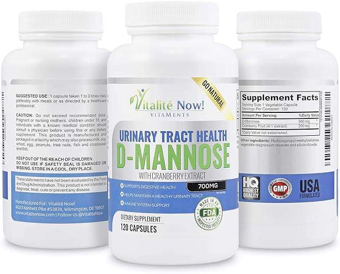 High Strength Pure D-Mannose with Cranberry Extract for Natural Urinary Tract Infections and UTI Support - Digestive Health - Immune System Support - 700mg - Non-GMO - 120 Pills - Image 5