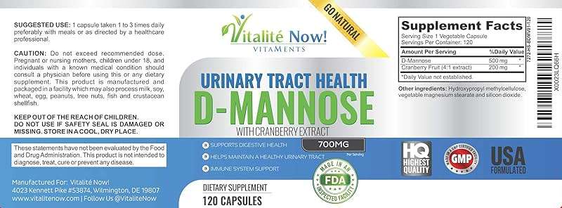 High Strength Pure D-Mannose with Cranberry Extract for Natural Urinary Tract Infections and UTI Support - Digestive Health - Immune System Support - 700mg - Non-GMO - 120 Pills - Image 6