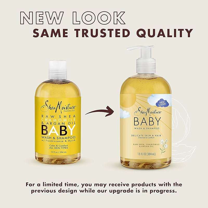 SheaMoisture Baby Wash & Shampoo for All Skin Types Raw Shea, Chamomile & Argan Oil Baby Wash and Shampoo with Frankincense & Myrrh to Help Cleanse 13 oz, Gold, Packaging may vary - Image 3
