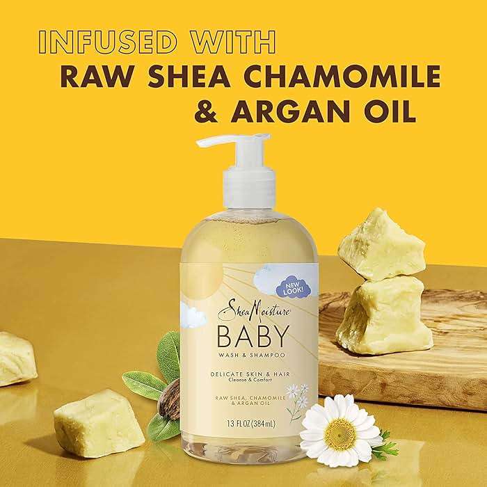 SheaMoisture Baby Wash & Shampoo for All Skin Types Raw Shea, Chamomile & Argan Oil Baby Wash and Shampoo with Frankincense & Myrrh to Help Cleanse 13 oz, Gold, Packaging may vary - Image 5