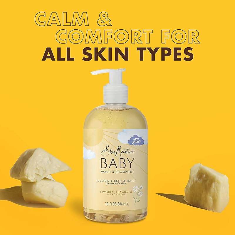 SheaMoisture Baby Wash & Shampoo for All Skin Types Raw Shea, Chamomile & Argan Oil Baby Wash and Shampoo with Frankincense & Myrrh to Help Cleanse 13 oz, Gold, Packaging may vary - Image 6