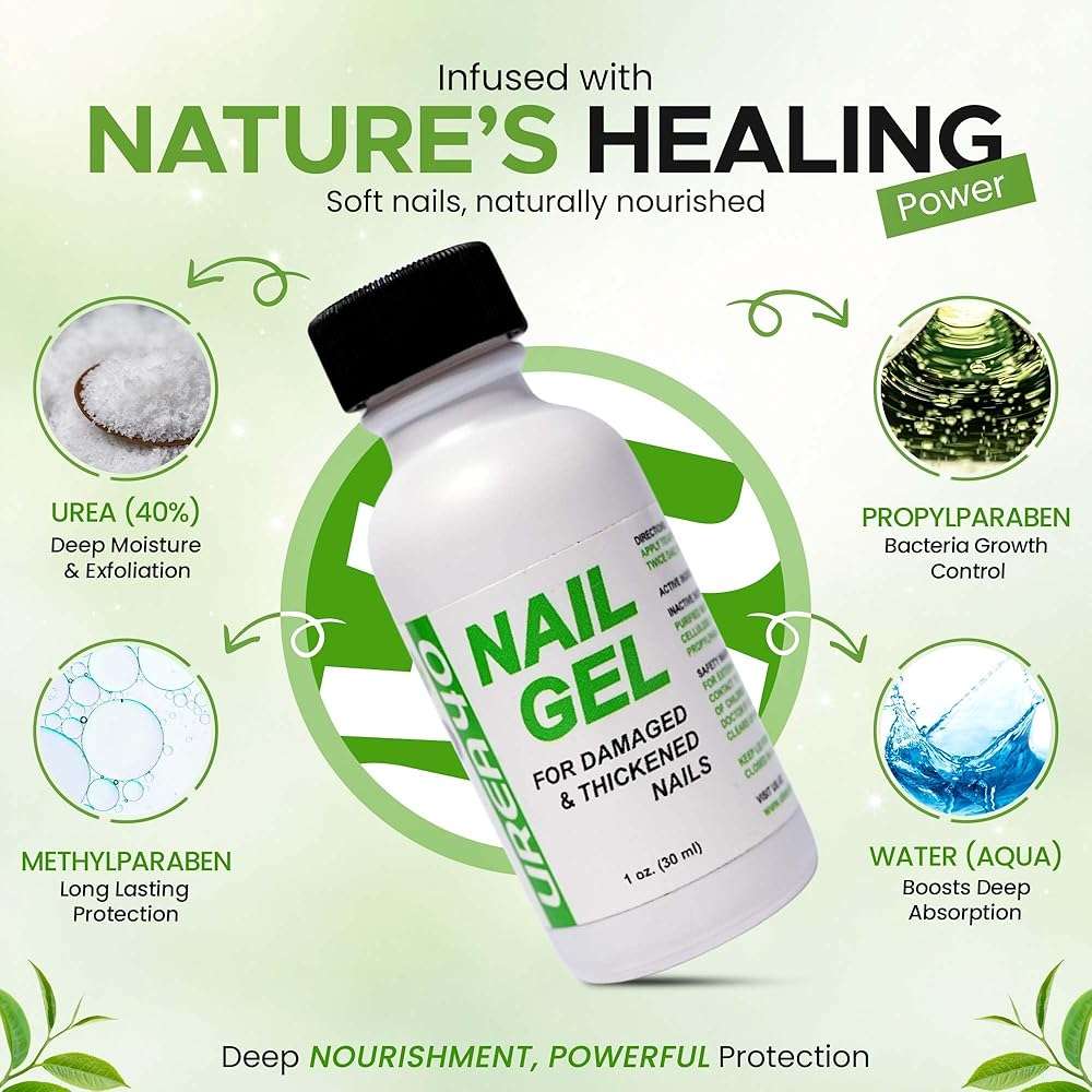 Urea Nail Gel - Softens Cracked Heel Calluses & Thick Toenails - Repairs Damaged, Yellow, Discolored Nails – Highly Effective & Quick-Dry Fingernails & Toenail Treatment (Urea 40%) - Image 2